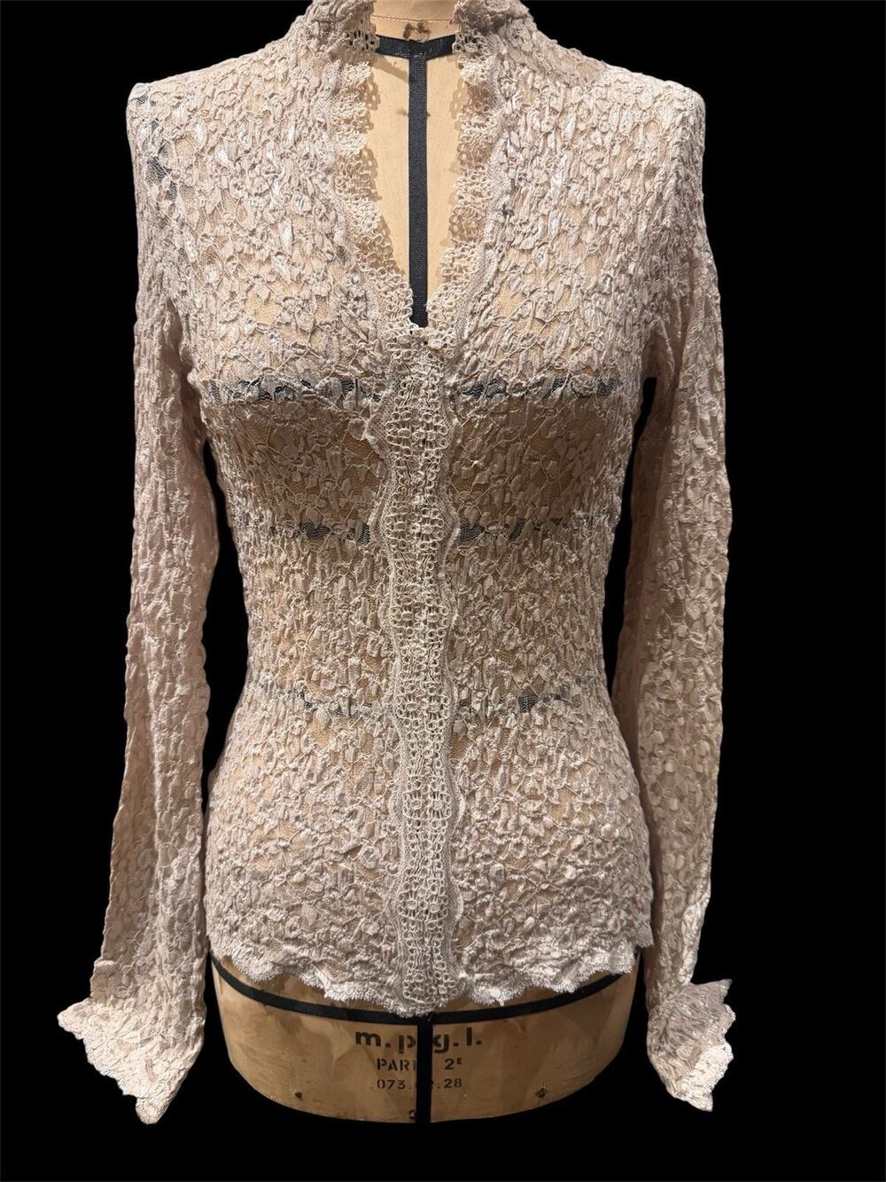 Vintage Ann Ferriday Fairy Coquette Unlined Pucker Lace Top S/M